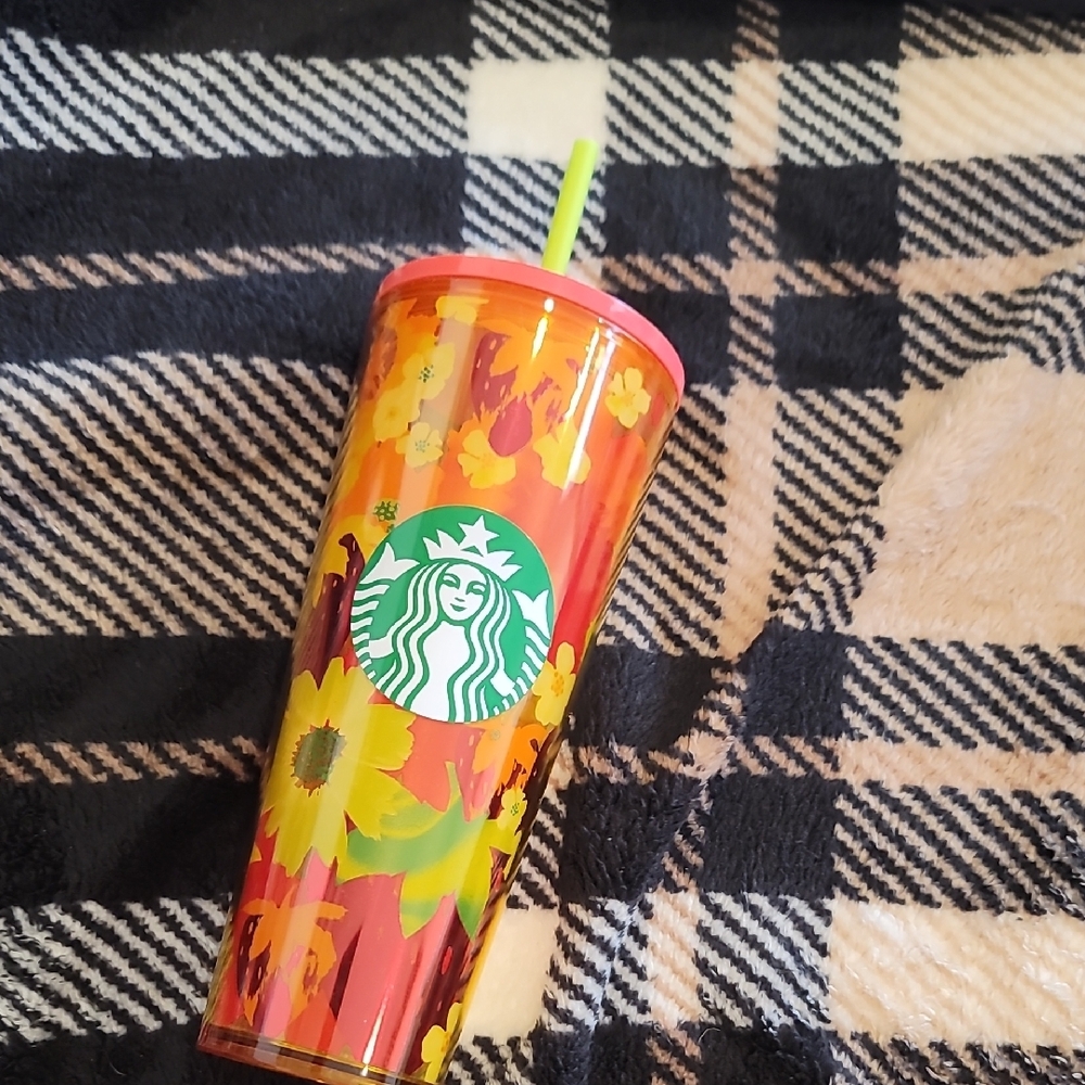 Starbucks Floral Tumbler with Straw